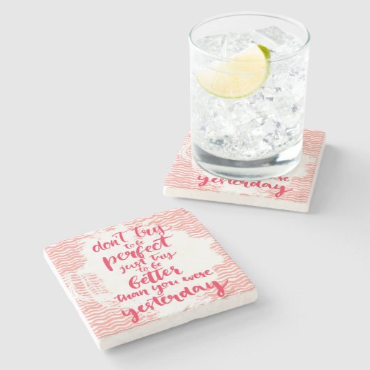 よりよいがあるちょうど試み完全があることを試みないで下さい ストーンコースター (横)