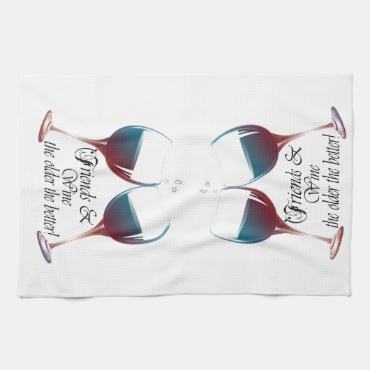 よりよいのより古いの友人およびワインのワインのギフト キッチンタオル (横)