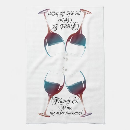 よりよいのより古いの友人およびワインのワインのギフト キッチンタオル (縦)
