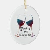 よりよいのより古いの友人およびワインのワインのギフト セラミックオーナメント (右)