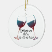 よりよいのより古いの友人およびワインのワインのギフト セラミックオーナメント (左)