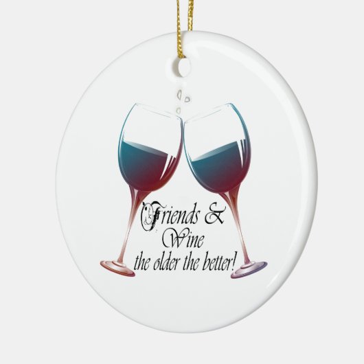 よりよいのより古いの友人およびワインのワインのギフト セラミックオーナメント (左)