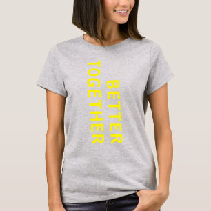 よりよい一緒に黄色のタイポグラフィバックプリントグレー Tシャツ