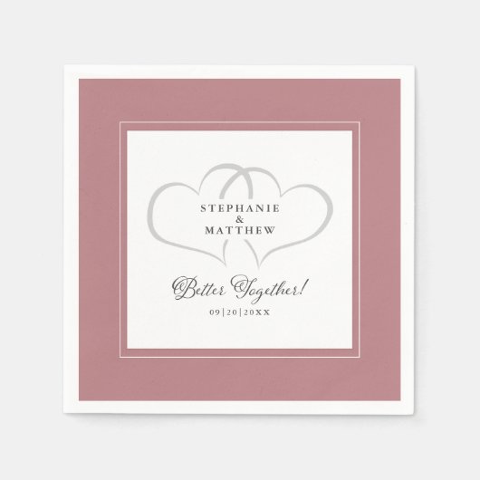 よりよい一緒結婚に婚約ほこりっぽいバラピンク スタンダードカクテルナプキン (正面)