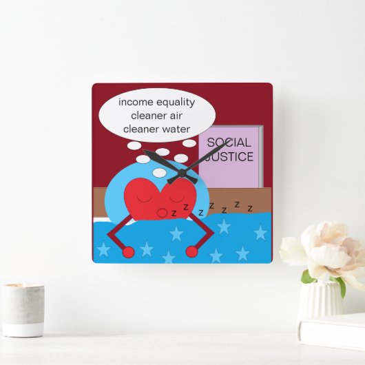 よりよい世界の夢： スクエア壁時計 (ホーム)