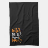よりよい魔法使いは私のキャンデーハロウィンを食べます キッチンタオル (縦)