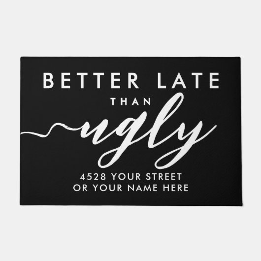 よりエレガント良い遅おもしろい期白黒モダン型 ドアマット (正面)