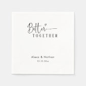 よりモダン良い組合のハートパーソナライズされた結婚の スタンダードカクテルナプキン (正面)