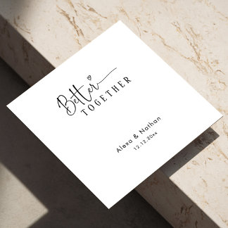 よりモダン良い組合のハートパーソナライズされた結婚の スタンダードカクテルナプキン