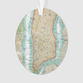 より低いマンハッタンおよびセントラル・パークの旧式な地図 オーナメント (正面)