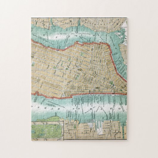 より低いマンハッタンおよびセントラル・パークの旧式な地図 ジグソーパズル (縦)
