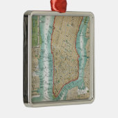 より低いマンハッタンおよびセントラル・パークの旧式な地図 メタルオーナメント (右)