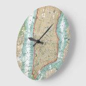 より低いマンハッタンおよびセントラル・パークの旧式な地図 ラージ壁時計 (傾斜)