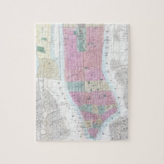 より低いマンハッタン(1865年)のヴィンテージの地図 ジグソーパズル (縦)