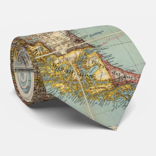 より低い南アメリカ(1914年)のヴィンテージの地図 ネクタイ (ロール)