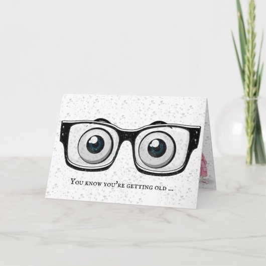 より古い誕生日眼球および水低下を得ること カード (正面)