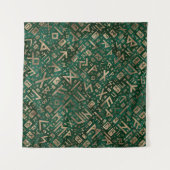 より古いRunes -マラカイト#1のFutharkパターン金ゴールド タペストリー (正面(横))