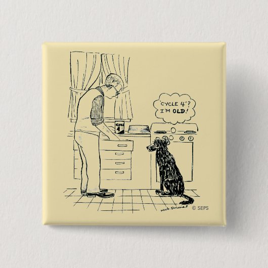 より古くなっている犬 缶バッジ (正面)