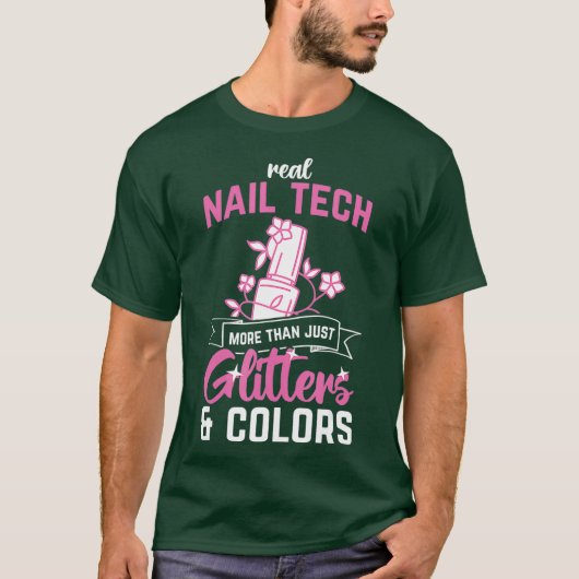 より多くのグリッターカラーネイルサロン爪、 ネイル技術 Tシャツ (正面)