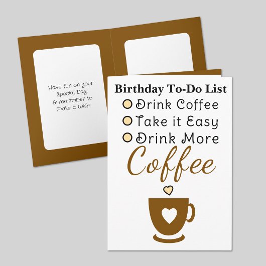 より多くのコーヒーを飲んで 白 茶色 誕生日 カード