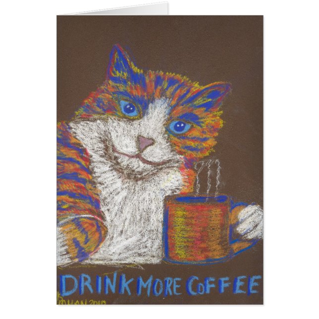 より多くのコーヒー猫カードを飲んで下さい (正面)