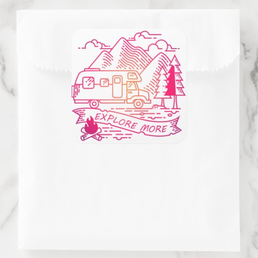 より多くのピンクキャンパーバンマウンテン自然愛好家を探索 スクエアシール (バッグ)