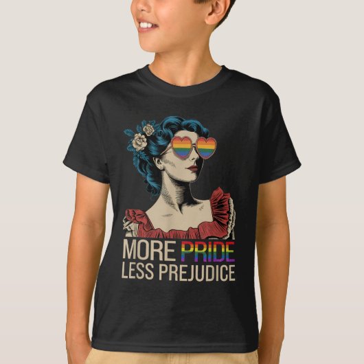 より多くのプライドより少ない偏見プライド月Lgbtq Tシャツ (正面)