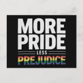 より多くのプライドより少ない偏見LGBTゲイプライド月 ポストカード (正面)