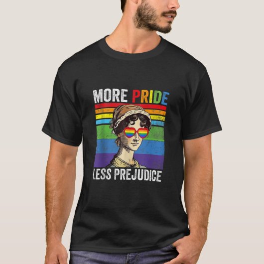 より多くのプライドより少ない偏見Lgbtゲイ誇りを持った同盟国 Tシャツ (正面)