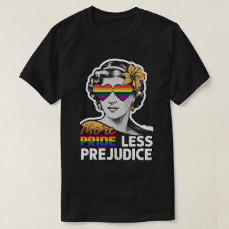 より多くのプライドより少ない偏見LGBTQ同盟国レズビアン月 Tシャツ