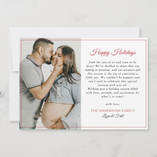 より多くのボーメリースクリスマ写真妊娠 案内状 (裏面)