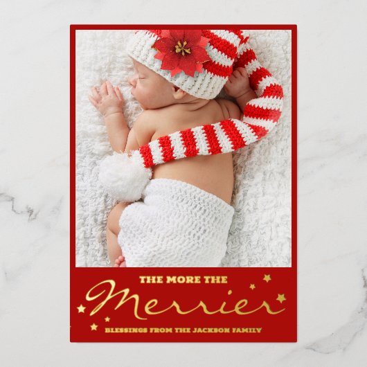 より多くのメリー誕生ホイルホリデーカード 箔シーズンカード (正面)