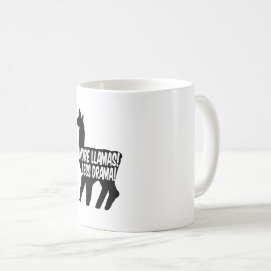 より多くのラマを少ないドラマ コーヒーマグカップ (正面右)