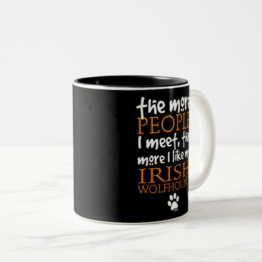 より多くの人々私は…アイリッシュ・ウルフハウンドに会います ツートーンマグカップ (正面右)