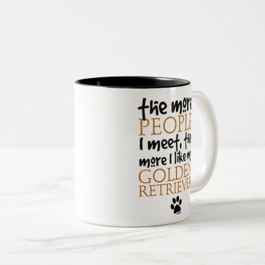 より多くの人々私は…ゴールデン・リトリーバーに会います ツートーンマグカップ (正面右)