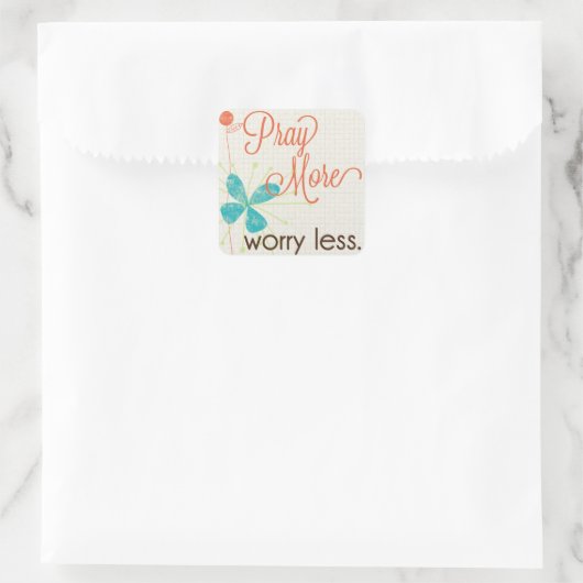 より多くの心配をより少ないカスタムな正方形のステッカー祈って下さい スクエアシール (バッグ)