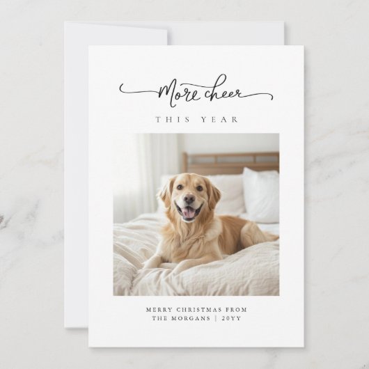 より多くの応援ミニマリスト犬のクリスマスフォト シーズンカード (正面)