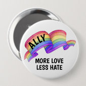 より多くの愛より少ない憎しみ | LGBT Allyプライドボタン 缶バッジ (正面&裏面)