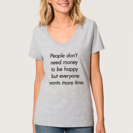 より多くの時間の女性の基本的なVネックTシャツ Tシャツ (正面)