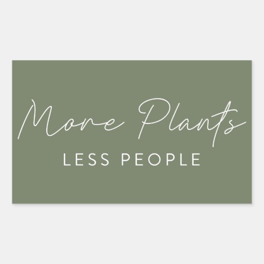 より多くの植物より少ない人おもしろい緑化 長方形シール (正面)