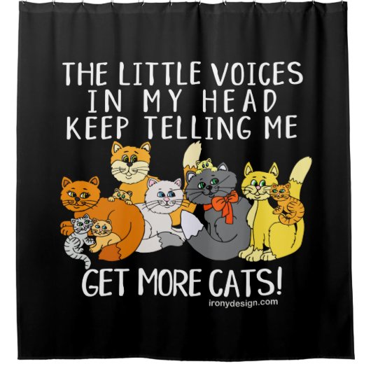 より多くの猫におもしろいなことわざの黒を得て下さい シャワーカーテン (正面)