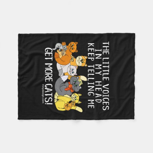 より多くの猫におもしろいなことわざの黒を得て下さい フリースブランケット (正面(横))