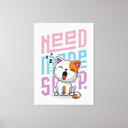 より多くの睡眠が必要 |猫おもしろいのかわいいあくびさん キャンバスプリント (正面)