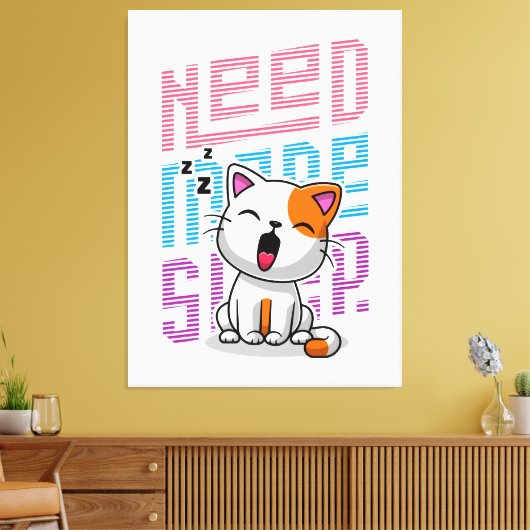 より多くの睡眠が必要 |猫おもしろいのかわいいあくびさん キャンバスプリント (インサイチュ (リビング))