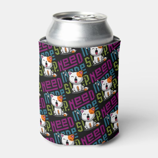 より多くの睡眠が必要 |猫おもしろいのかわいいあくびさん 缶クーラー (缶正面)