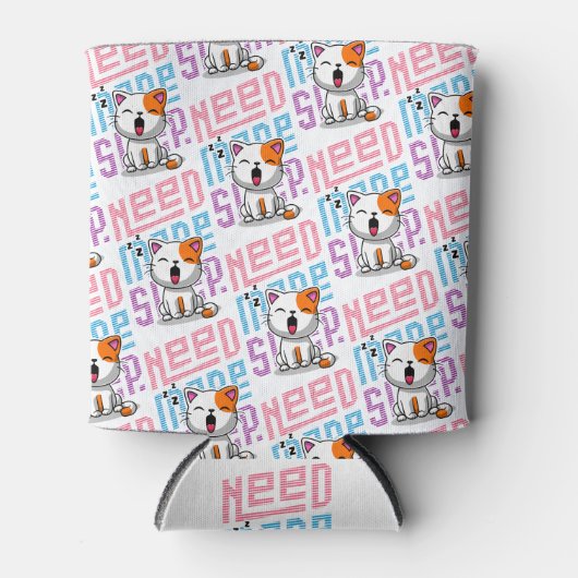 より多くの睡眠が必要 |猫おもしろいのかわいいあくびさん 缶クーラー (正面)