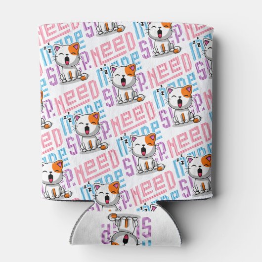 より多くの睡眠が必要 |猫おもしろいのかわいいあくびさん 缶クーラー (裏面)