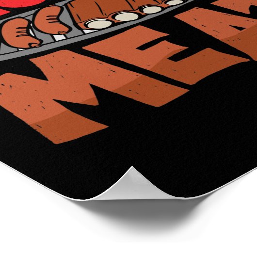 より多くの肉の喫煙者グリルバーベキュー肉 ポスター (角)