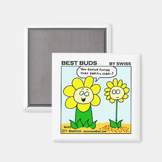 より多くの肥料のために空腹なおもしろいな漫画の花 マグネット (正面/裏面)