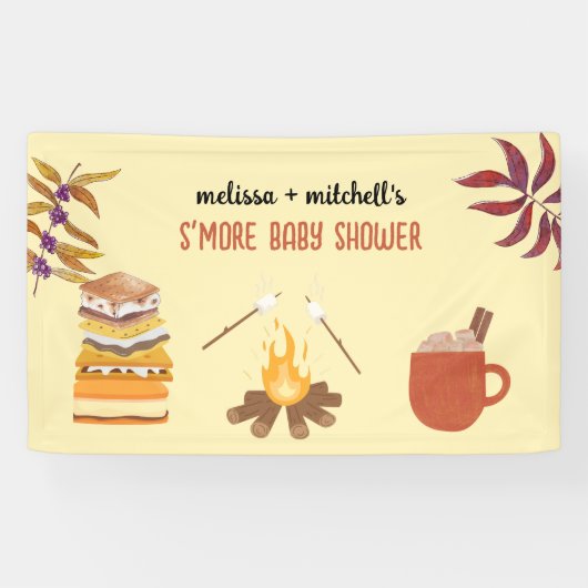 より多くの赤ちゃんシャワーキャンプファイヤー焼きマシュマロ 横断幕 (横)